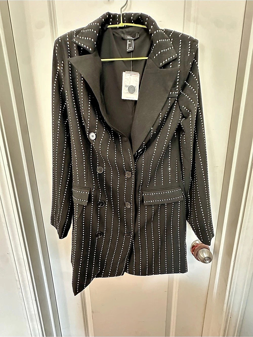 Forever 21 Striped Blazer in Black Size Medium NWT